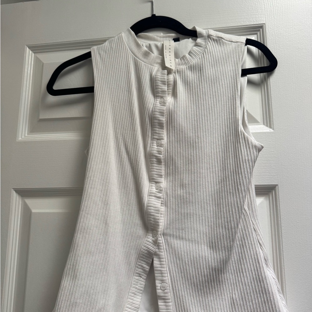 White Tank Ribbed Top